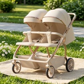 双胞胎婴儿推车可坐可躺溜娃神器一键折叠高景观遛娃推车双人推车