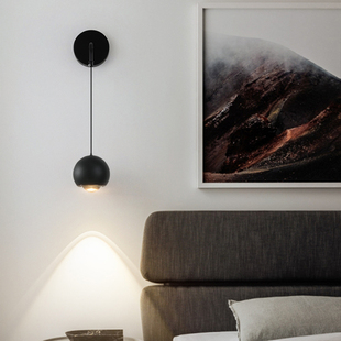 LED卧室床头灯现代极简创意小吊灯北欧简约阳台可升降轻奢吊线灯