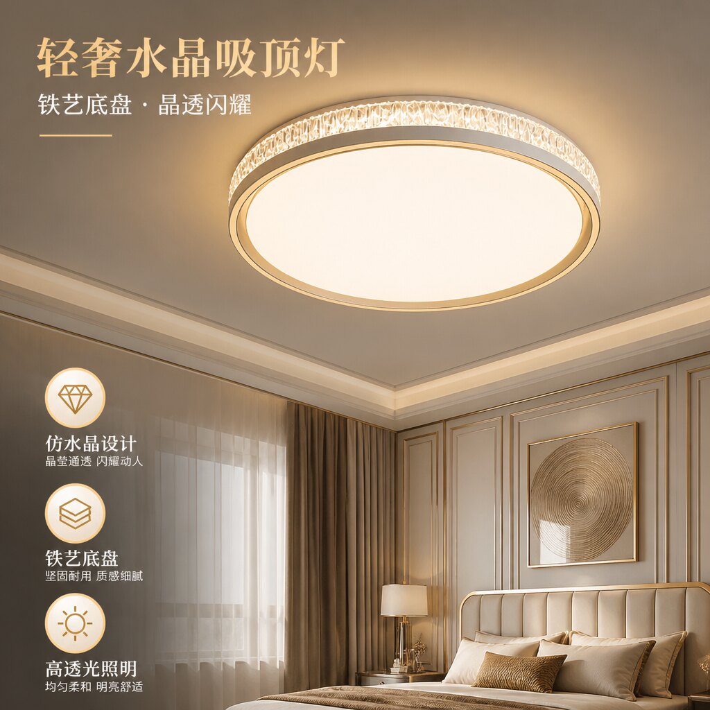 轻奢水晶现代简约全屋吸顶灯套装图片