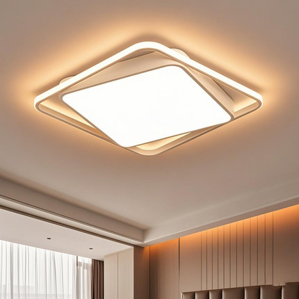 正方形主卧室方吸顶灯led超亮现代简约室内三色变光照明中山灯具