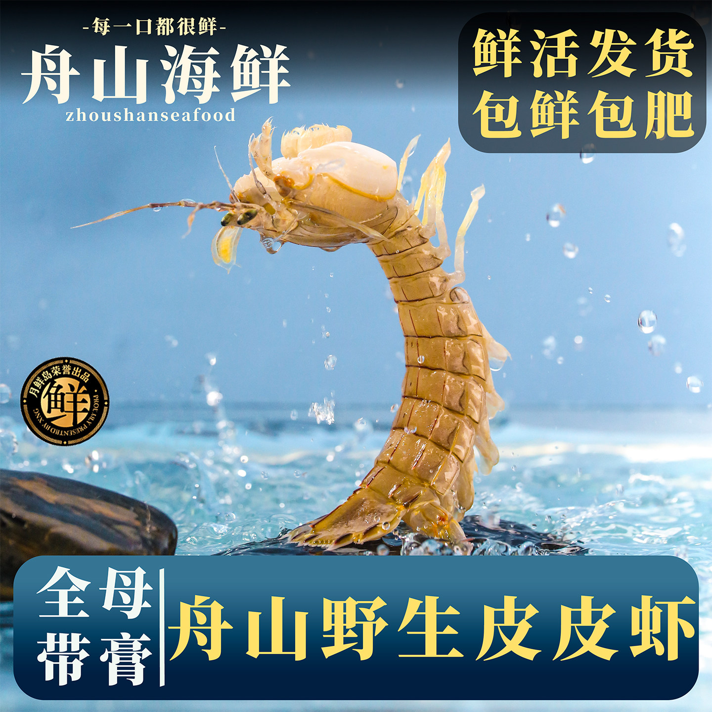 舟山皮皮虾鲜活特大带膏海鲜水产野生虾爬子虾姑活虾海虾富贵虾