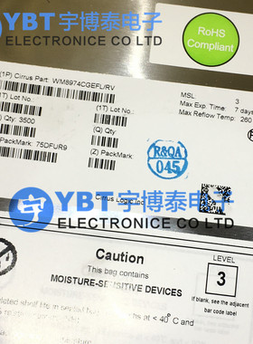 WM8974CGEFL/RV WM8974CG WM8974 QFN24 WOLFSON欧胜 接口芯片