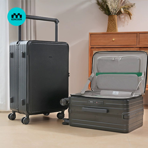 侧开盖一体式深仓大容量行李箱