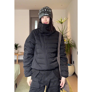 九江羽绒服黑色防风防水排骨男冬季斜拉链短款羽绒衣防寒保暖服外