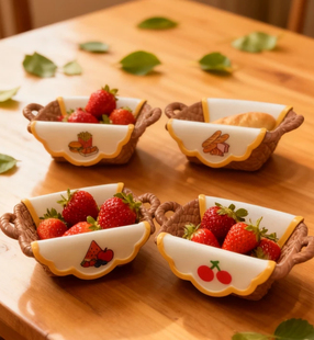 定制款草莓篮子微缩食玩摆件diy手工饰品树脂配件