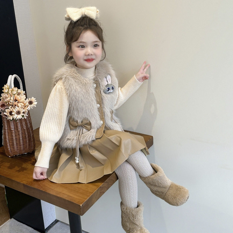 女童小香风百褶裙套装秋冬2025新款儿童仿皮草马甲韩版时尚三件套,童装/婴儿装/亲子装,皮草/仿皮草,淘宝优惠券,粉丝福利购,淘宝优惠卷