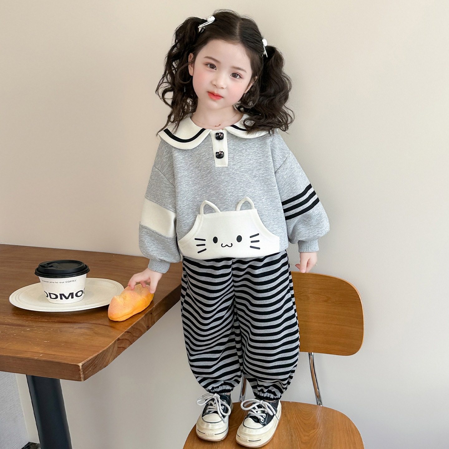 女童海军领卫衣套装春季2026新款洋气儿童宝宝春装条纹卫裤两件套,童装/婴儿装/亲子装,儿童运动套装,淘宝优惠券,粉丝福利购,淘宝优惠卷