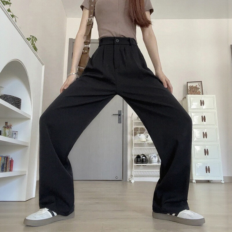 黑色西装裤女款夏季薄款图片
