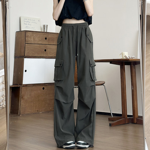 军绿色工装裤女款夏季薄款2026新款街舞爵士舞登山小个子降落伞裤