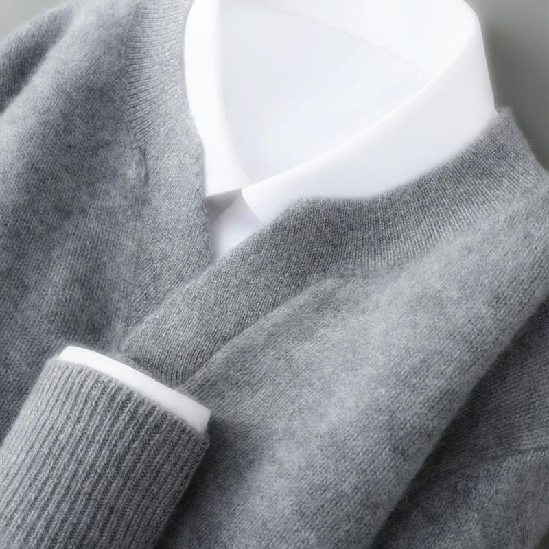 库静2025冬季男士休闲半开领100纯羊毛衫高端休闲秋冬羊绒男打底