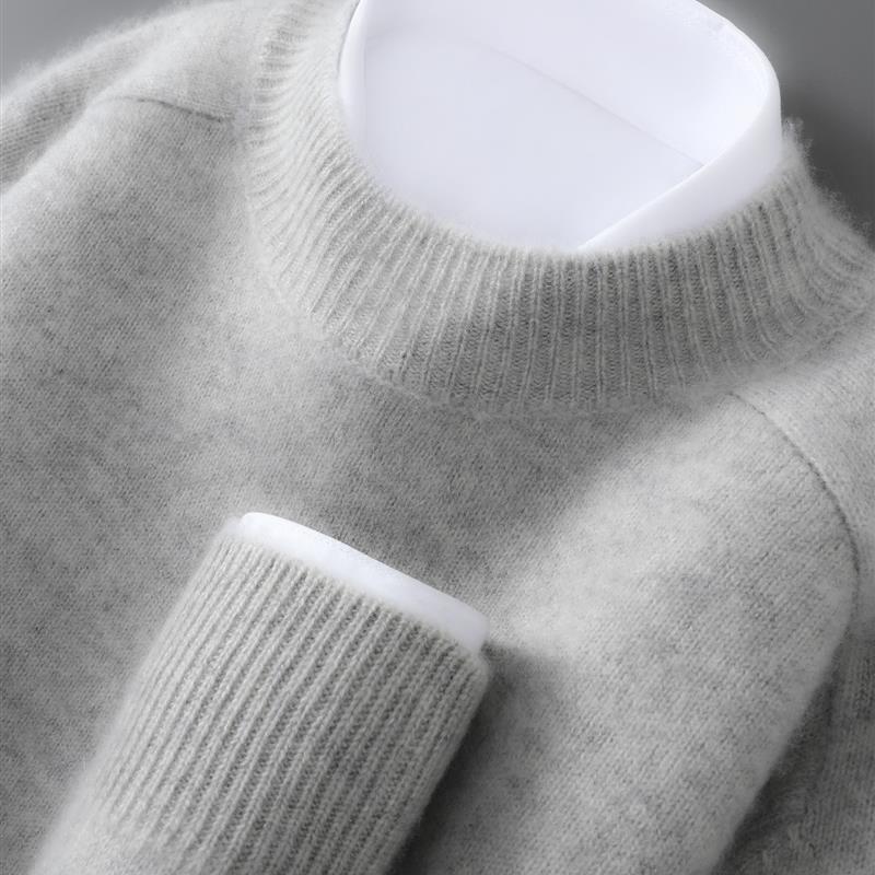 库静2025冬季男士半高领马鞍肩100纯羊毛衫秋冬高端加厚羊绒打底