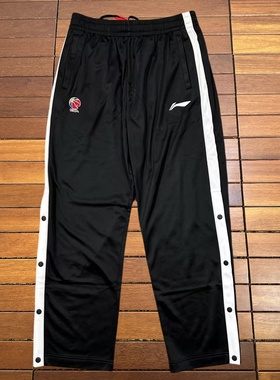 李宁赞助CBA新赛季秋冬款篮球运动排扣卫裤微绒保暖长裤AKLU541-1