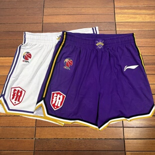 李宁赞助CBA北京北控球员版篮球比赛短裤速干透气网眼四分裤