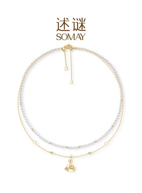 述谜首发新品转运系列天然珍珠项链小米珠锁骨链培育钻石节日礼物