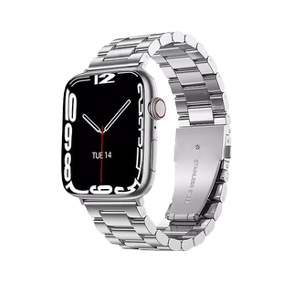适用苹果S10手表表带金属不锈钢iwatch表带ultra2/S9/8/7/6/5/4/SE2三珠精钢男女41/40/38MM华强北/s9/s8/s7