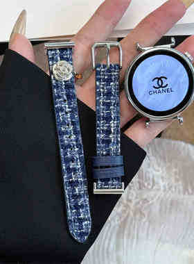 适用华米GTR4表带GTR3PRO/GTS3/GTS4mini小香风山茶花毛呢米动青春版智能运动手表1/2/3皮质轻奢透气替换腕带