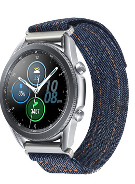适用小米xiaomiS3/S2/S1手表表带Color2牛仔魔术贴嘿喽RS4Plus/LS11男女酷感帆布watch 2pro秋冬牛仔布替换带