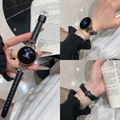 GT3 适用吉普jeepP07 V8荔枝纹秋冬皮质替换腕带 高级爱国者GT8 8Pro P12表带新款 D字扣真皮watchS1手表链女款