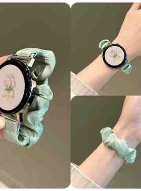 适用华米GTR4表带GTR3PRO/GTS3/GTS4mini女雪纺冰丝带米动青春版智能运动手表1/2/3大肠发圈透气尼龙单圈腕带