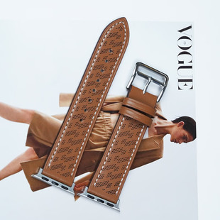 适用iwatchs9华强北手表表带applewatchS8小众S10透气真皮S7秋冬S6新款ultra2/5/4/3男女SE个性高级感41/45mm