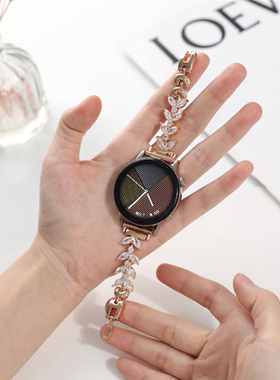 适用华米GTR4表带GTR3PRO金属GTS3钢带GTS4mini米动青春版小香风手链女士款智能运动手表1/2/3代鱼尾镶钻链条