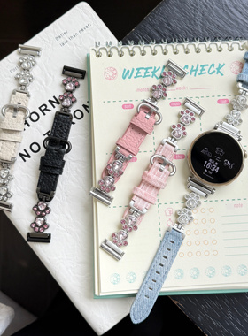 适用佳明Forerunner 245/158/165猫爪闪钻手链265s/255s/Venu3s高级感女款小香风表带VENU2plus/18mm真皮手链