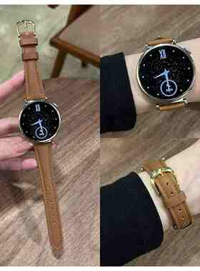 适用小米watchs4皮质表带watch2pro小蛮腰S3/S2真皮腕带s1pro/color嘿喽RS4Plus替换RT2女款LS11小众柔软腕带