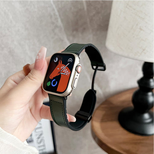 applewatchs9疯马皮纹磁吸扣表带