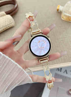 适用华米GTR4/2表带GTR3PRO闪钻蝴蝶GTS2钢带GTS4 mini米动青春版女款细款金属1/2/3代小香风balance透气腕带