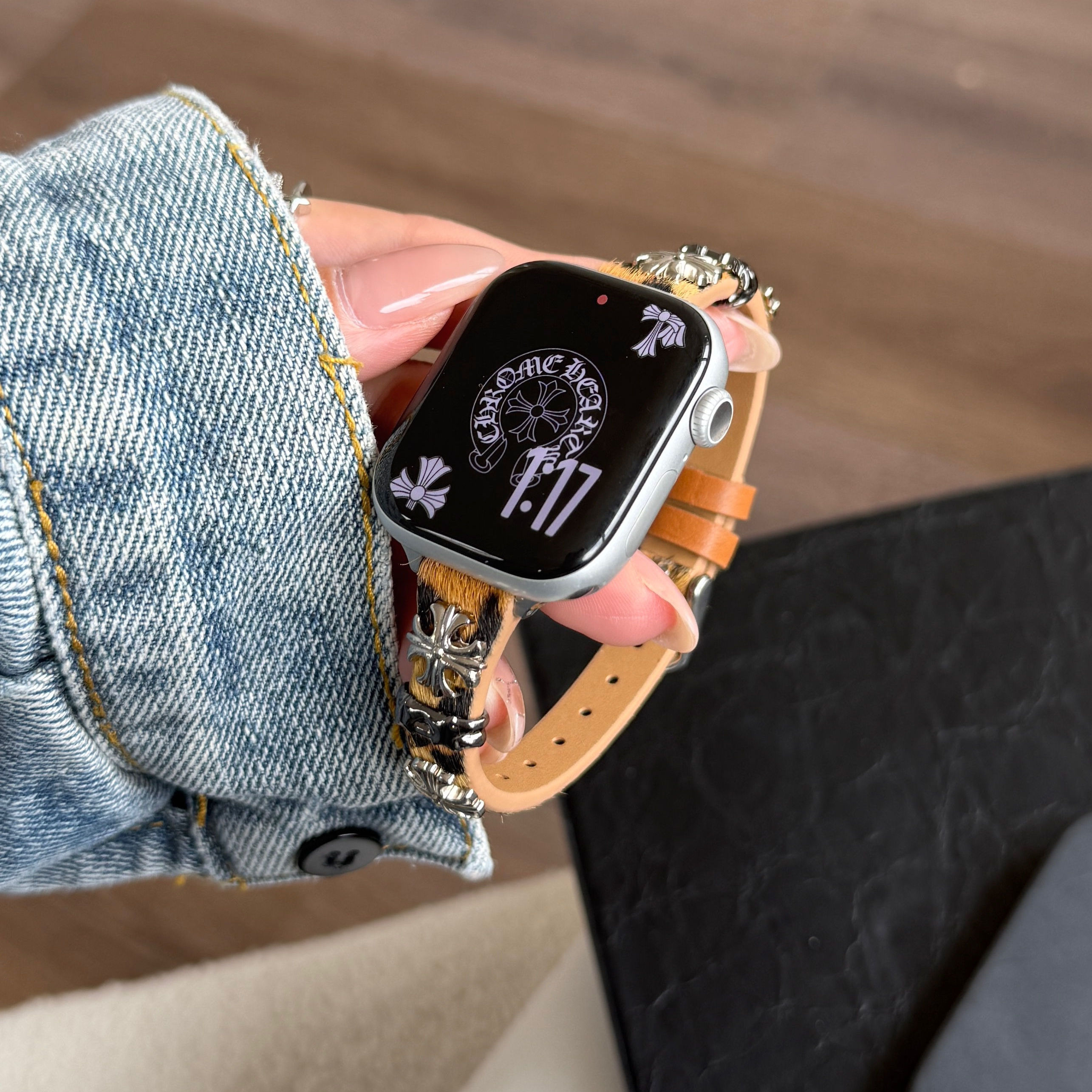 娅妃儿watch11表带秋冬细款豹纹