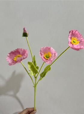 高档虞美人彷真花假花摆设客厅餐桌花插花花艺摆件装饰花北夏家居