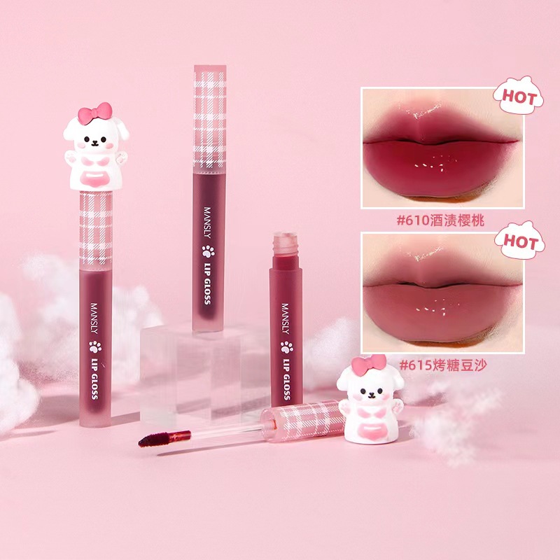 新款推荐MANSLY萌宠水润镜面唇釉持久显色不沾杯水光果冻嘟嘟唇口