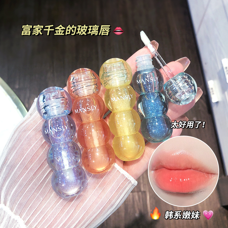 新款推荐mansly冰糖葫芦水光唇蜜滋润丰唇嘟嘟唇润唇保湿镜面唇彩