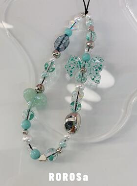 ROROSa夏日冰凉薄荷绿原创ins手机链挂件ccd相机链条挂绳挂饰