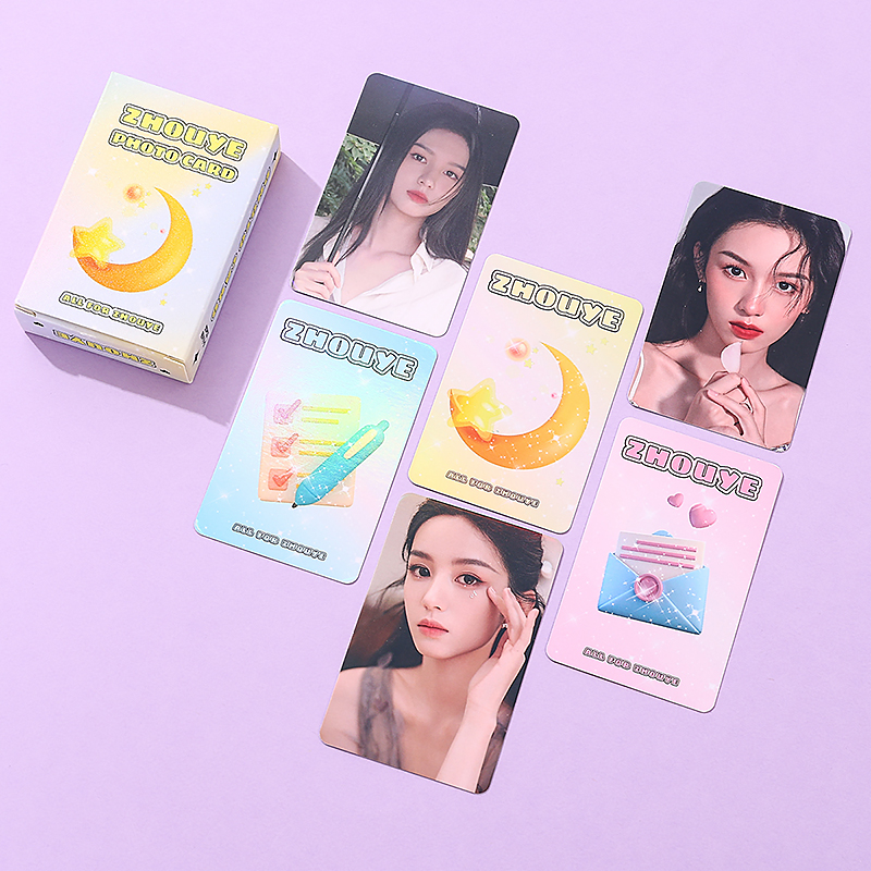 周也小卡也子周边新款剧照3寸拍立得高清写真照片盒装镭射lomo卡