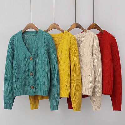 纯色针织衫毛衣短款外套开衫