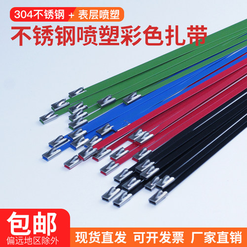 喷塑304彩色不锈钢扎带316材质