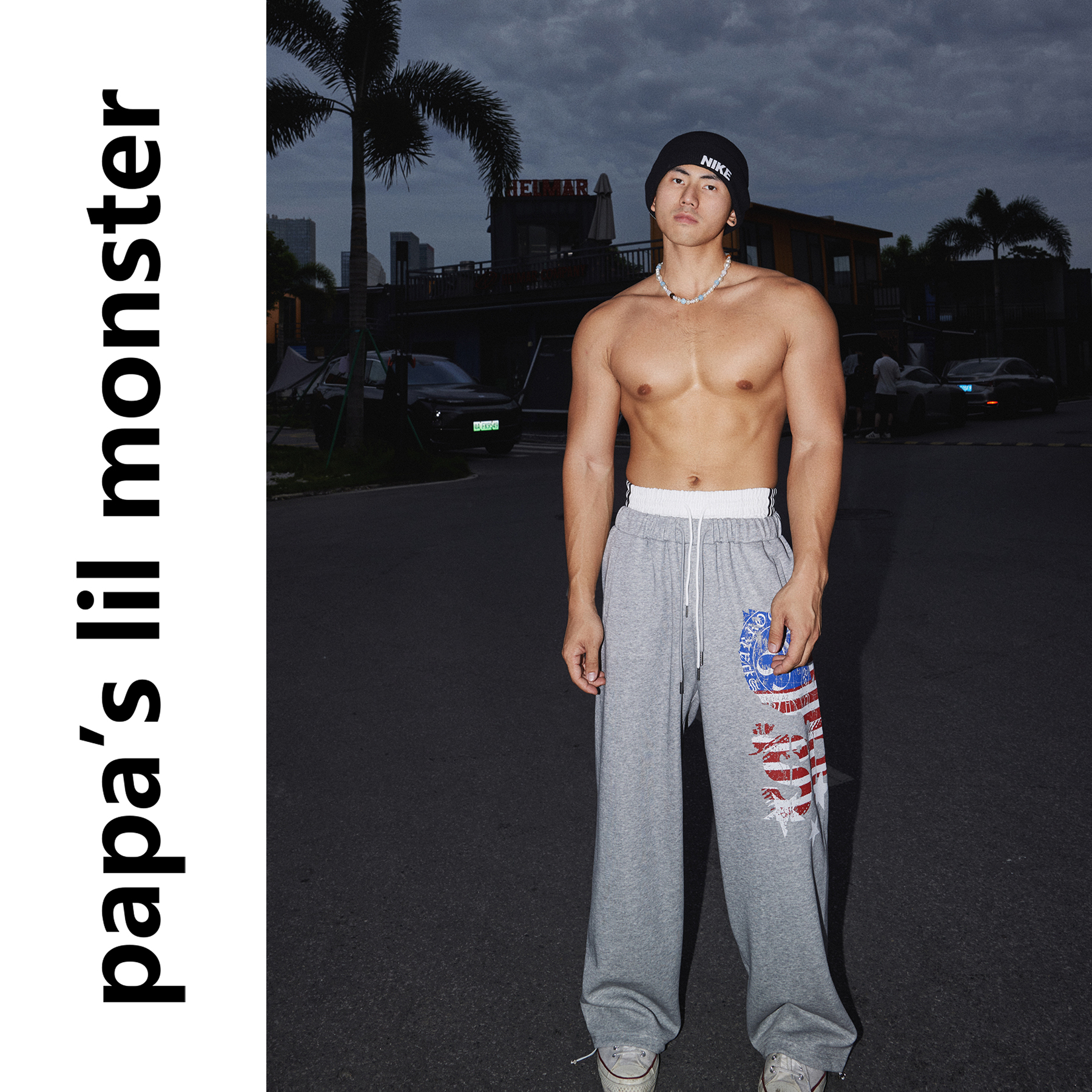 PAPASLILMONSTER【运动风潮】美式假两件裤头设计感卫裤跳舞长裤