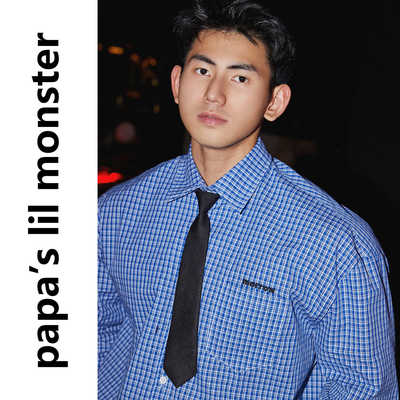 细格蓝色衬衫PAPASLILMONSTER