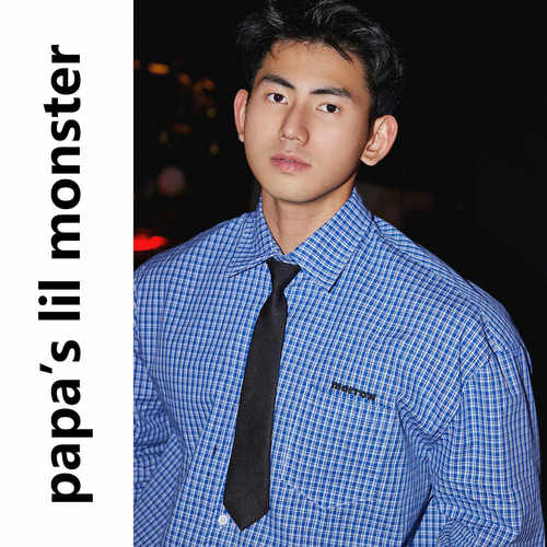 细格蓝色衬衫PAPASLILMONSTER