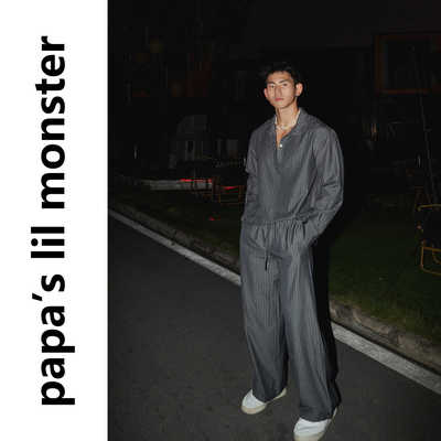 PAPASLILMONSTER秋季简约老钱风衬衫男 半开衫设计金属扣衬衣女