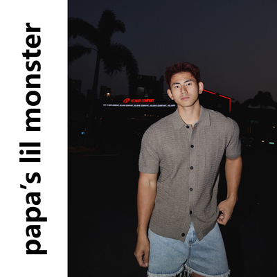PAPASLILMONSTER 【驼灰织纹】 美式复古休闲肌理感针织衬衫男