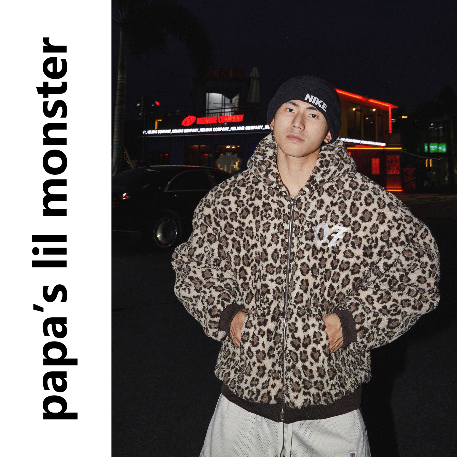 PAPASLILMONSTER【原创】美式复古豹纹连帽加厚保暖棉衣外套男