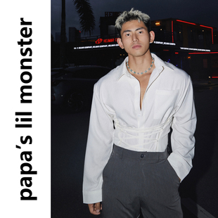 衬衫 PAPASLILMONSTER 复古绑带高级设计感休闲长袖 美式 原创