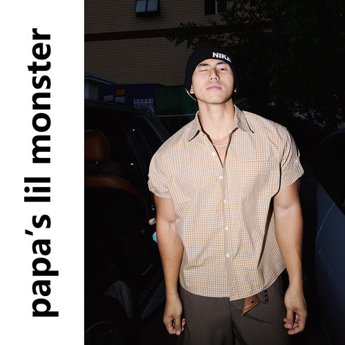 PAPASLILMONSTER 【泰然自若】美式可调节袖扣格纹休闲短袖衬衫男