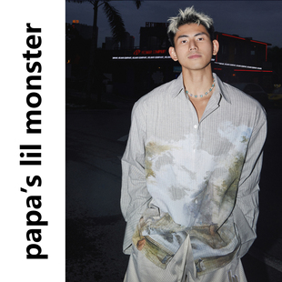 衬衫 夏日棉麻混纺条纹宽松长袖 男 老钱水墨画 Papaslilmonster