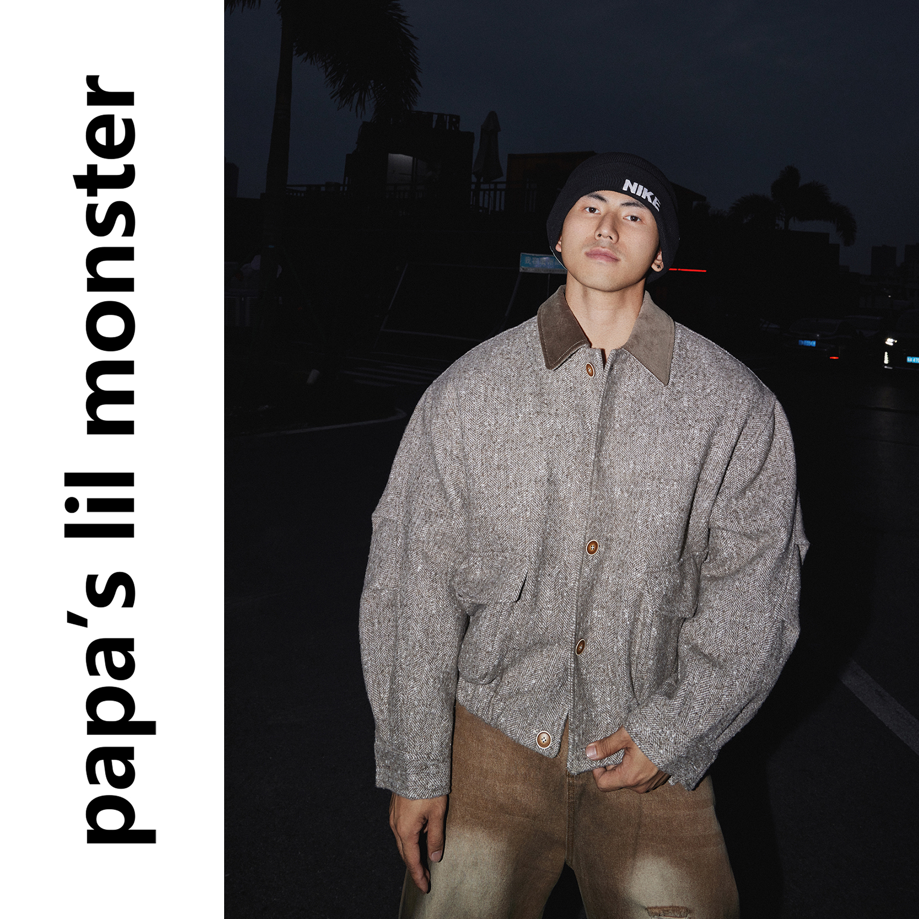 PAPASLILMONSTER【工装腔调】美式复古羊毛夹克撞色老钱风外套