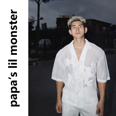 PAPASLILMONSTER【原创】花卉剪影贴布绣短袖衬衫男 夏季海岛穿搭