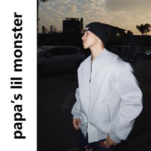 一件出街 fit棒球领卫衣外套男女 PAPASLILMONSTER美式 极简clean