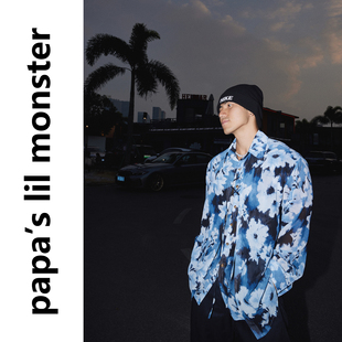 衬衫 PAPASLILMONSTER 复古印花长袖 美式 街头休闲衬衣 幻染花卉